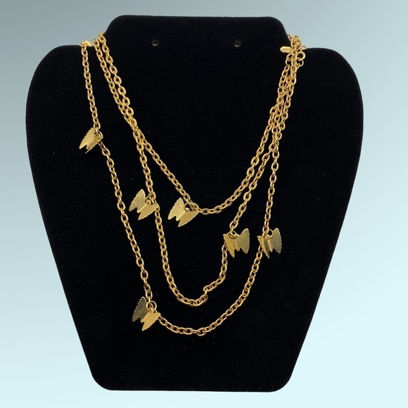 SARAH COVENTRY Butterfly Chain Necklace & Earrings Set Gold Tone Long Necklace - Picture 4 of 10